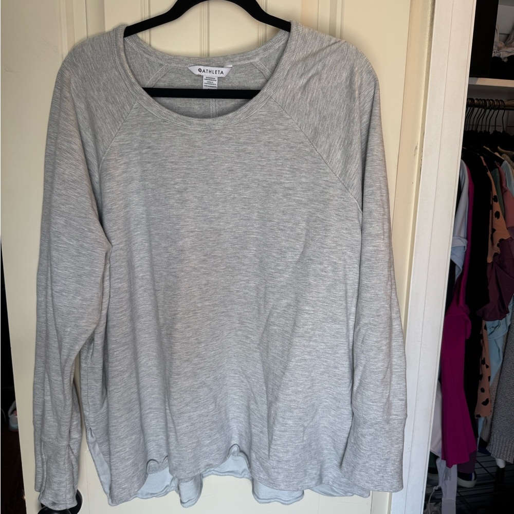 Athleta Light Gray Crew Neck Top